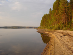 Песчаный берег озера Куйтто